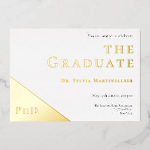 Graad Goud Wit PhD Afstudeerfeest Folie Uitnodiging