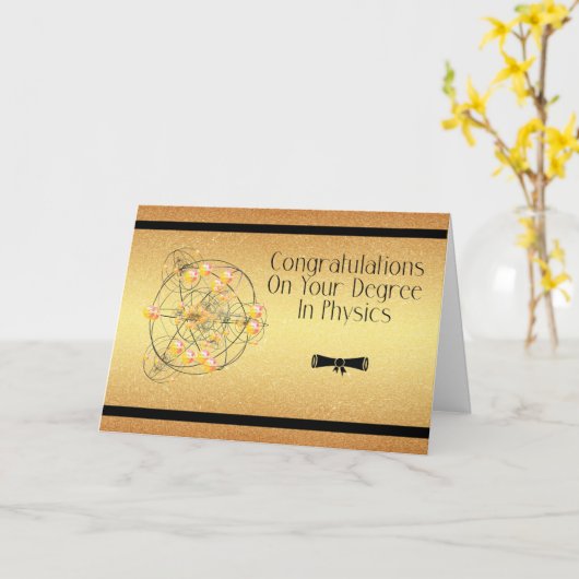 Graad in Physics Kaart, Gefeliciteerd Gold Kaart (Gele Bloem)