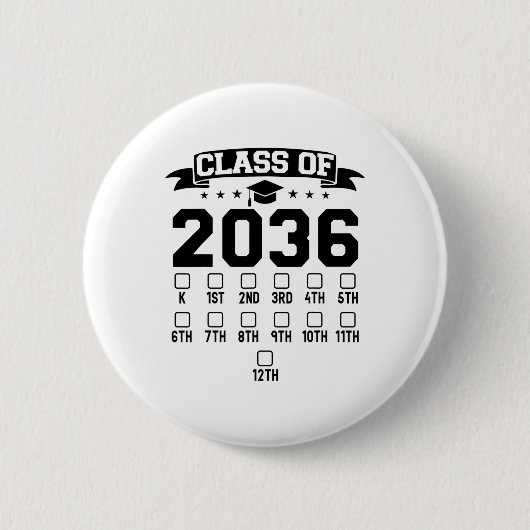 Graad Kleuter Van 2036 Eerste Dag Van School Check Ronde Button 5,7 Cm (Voorkant)