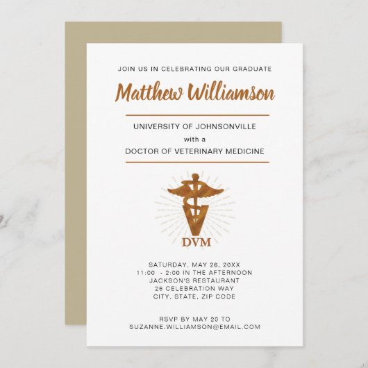 Graad Symbool voor Doctor in de Diergeneeskunde Af Aankondiging (Voorkant / Achterkant)