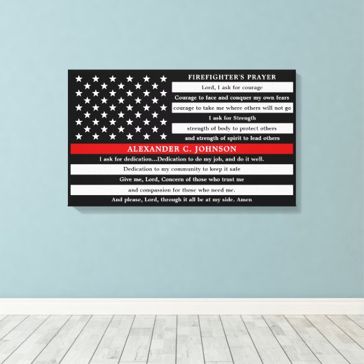 Graad van brandweerlieden gepersonaliseerd met dun canvas afdruk (Insitu (Houten vloer))