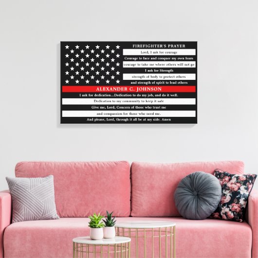 Graad van brandweerlieden gepersonaliseerd met dun canvas afdruk (Insitu (Woonkamer))