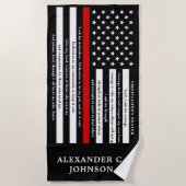 Graad van brandweerlieden gepersonaliseerd met dun strandlaken (Voorkant)