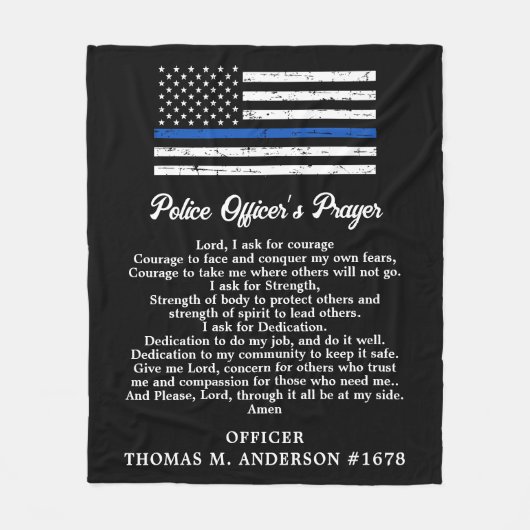 Graad van de Thin Blue Line Flag Police Officer Fleece Deken (Voorkant)