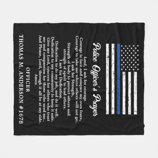 Graad van de Thin Blue Line Flag Police Officer Fleece Deken (Voorkant (Horizontaal))