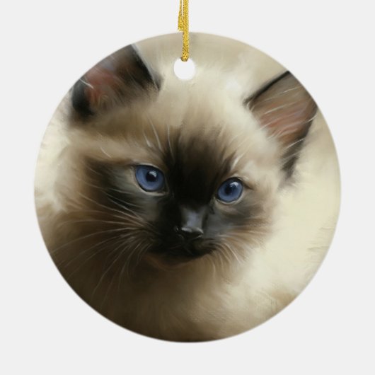 Graad van innocentie Siamese Kitten-portret Keramisch Ornament (Achterkant)