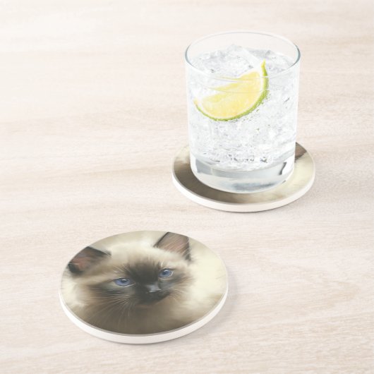 Graad van innocentie Siamese Kitten-portret Zandsteen Onderzetter (Zijkant)