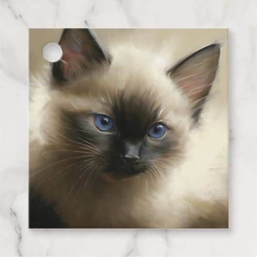 Graad van ongemak Siamese Kitten Portret Gift Labe Bedankjes Labels (Voorkant)