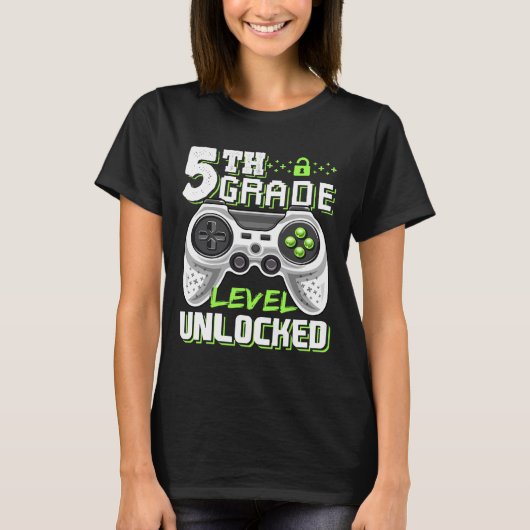 Graadniveau ontgrendeld videospel terug naar schoo t-shirt (Voorkant)