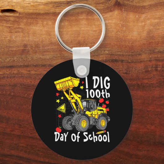 Graaf 100ste dag van de school Digger Excavator Sc Sleutelhanger (Voorkant)
