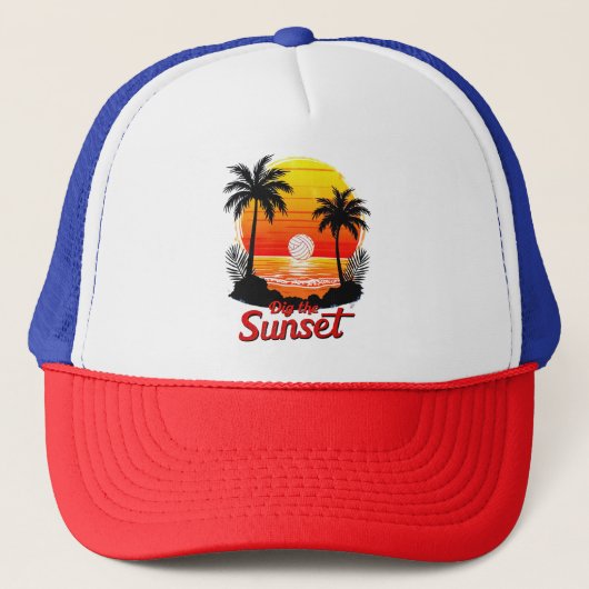 "Graaf de zonsondergang" Volleybal zonsondergang o Trucker Pet (Voorkant)