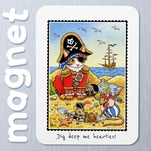 Graaf diep in mijn harten! Grappige piraat kat mui Magneet