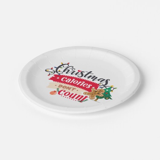 Graaf geen calorieën...Het is Kerstmis. Papieren Bordje (Gekanteld)