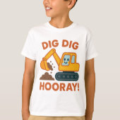 Graaf Graaf Hoeraa Bouw Graafmachine Kinderen T-shirt (Voorkant)