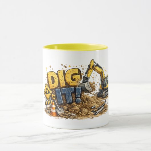Graaf het! Graafmachine constructie mok met humor (Midden)