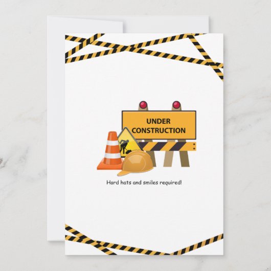 Graaf in de bouw verjaardagsuitnodiging kaart (Achterkant)