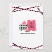 Graaf in roze constructie verjaardagsuitnodiging kaart (Achterkant)