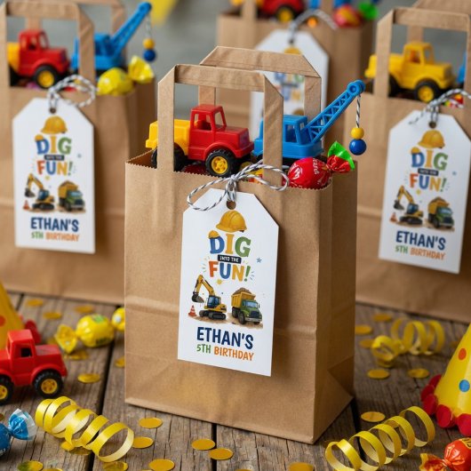 Graaf je in de pret Bouw Verjaardag Cadeaulabel