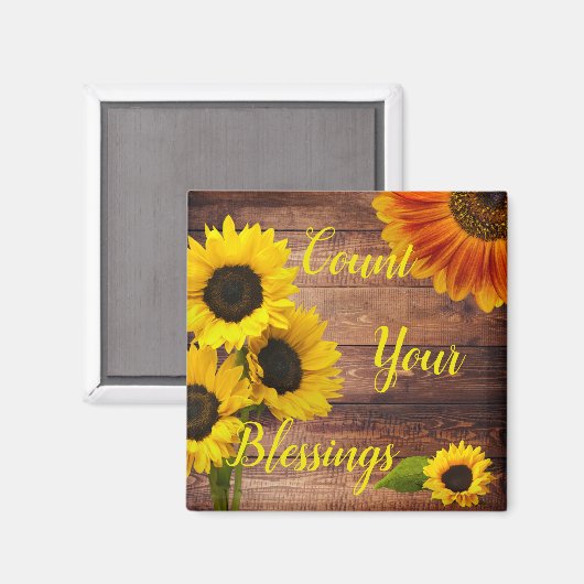 Graaf je zonnebloempjes Motivatie hout Magneet (Voorkant / Achterkant)