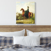 Graaf op Horseback (Elegant Brown Horse) Canvas Afdruk (Insitu (Slaapkamer))