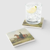 Graaf op Horseback (Elegant Brown Horse) Stenen Onderzetter (Zijkant)