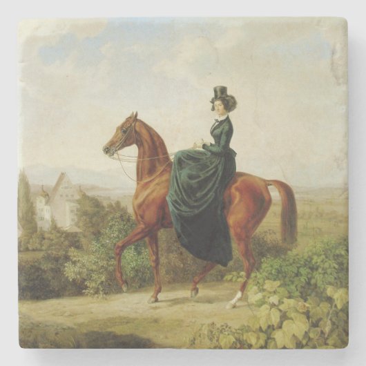 Graaf op Horseback (Elegant Brown Horse) Stenen Onderzetter (Voorkant)
