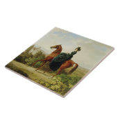 Graaf op Horseback (Elegant Brown Horse) Tegeltje (Zijkant)