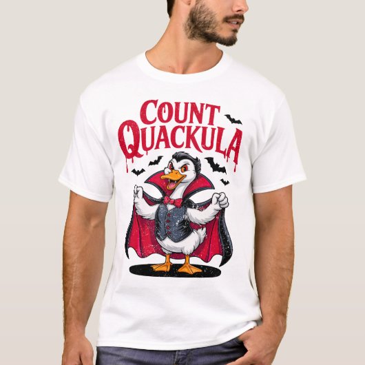 Graaf Quackula Grappige Halloween Vampier Eend T-shirt (Voorkant)