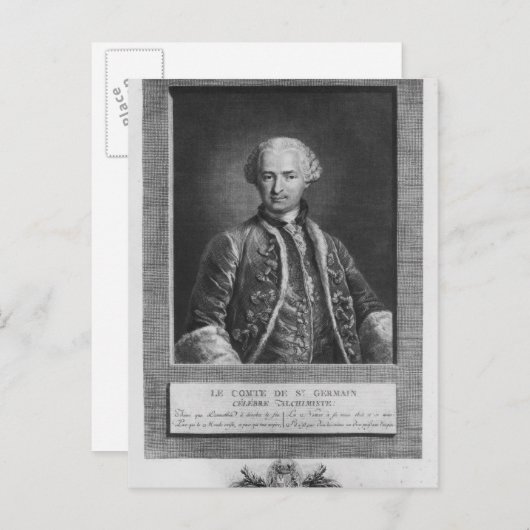 Graaf van St. Germain, beroemd alchemist, 1783 Briefkaart (Voorkant / Achterkant)