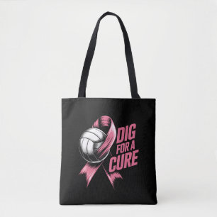 Graaf voor Cure Pink Ribbon Volleybal Borstkanker Tote Bag
