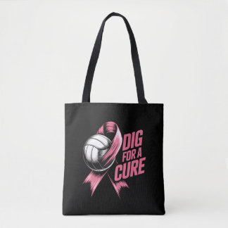 Graaf voor Cure Pink Ribbon Volleybal Borstkanker Tote Bag