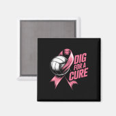 Graaf voor Cure Ribbon Volleybal Borstkanker Aware Magneet (Voorkant / Achterkant)