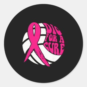 Graaf voor Cure Ribbon Volleybal Borstkanker Aware Ronde Sticker