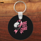 Graaf voor Cure Ribbon Volleybal Borstkanker Aware Sleutelhanger (Voorkant)