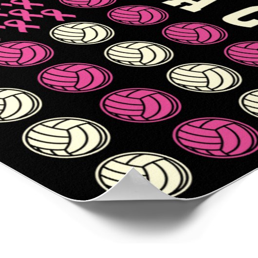 Graaf voor Cure Ribbon Volleybal Roze Borstkanker Poster (Hoek)