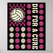 Graaf voor Cure Ribbon Volleybal Roze Borstkanker Poster (Voorkant)