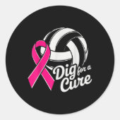 Graaf voor Cure Ribbon Volleybal Roze Borstkanker Ronde Sticker (Voorkant)