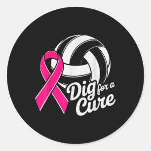 Graaf voor Cure Ribbon Volleybal Roze Borstkanker Ronde Sticker