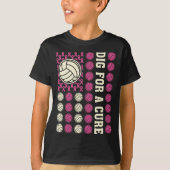 Graaf voor Cure Ribbon Volleybal Roze Borstkanker T-shirt (Voorkant)