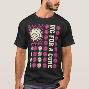 Graaf voor Cure Ribbon Volleybal Roze Borstkanker T-shirt