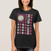 Graaf voor Cure Ribbon Volleybal Roze Borstkanker T-shirt (Voorkant)