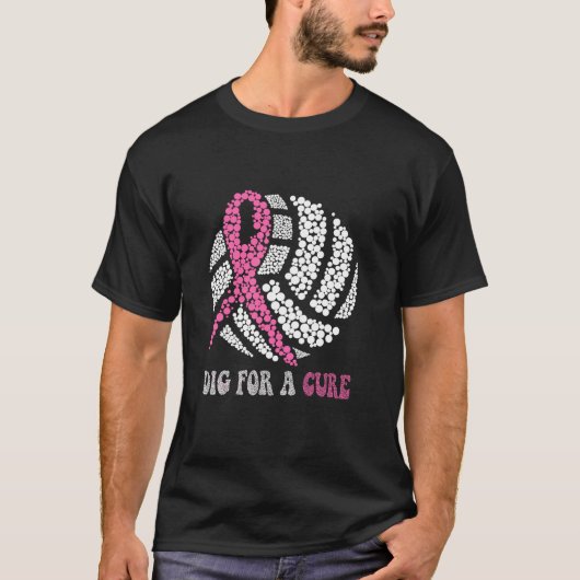 Graaf voor een remedie roze volleybal borstkanker  t-shirt (Voorkant)