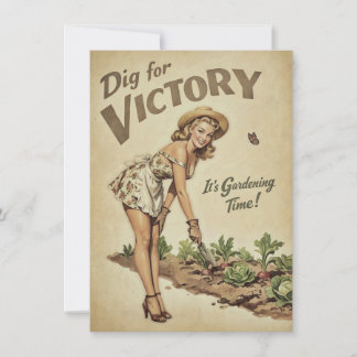 Graaf voor Overwinning Vintage Tuinieren Pin-up Notitiekaartje