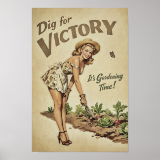 Graaf voor Overwinning Vintage Tuinieren Pin-up Poster