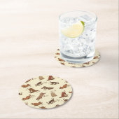 Graafhonden - strand vakantiepatroon.   ronde kartonnen onderzetter (Insitu)