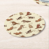 Graafhonden - strand vakantiepatroon.   ronde kartonnen onderzetter (Gebogen)