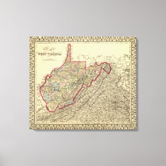 Graafkaart West Virginia Canvas Afdruk (Voorkant)