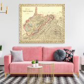 Graafkaart West Virginia Canvas Afdruk (Insitu (Woonkamer))