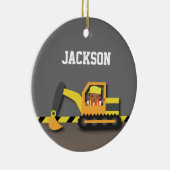Graafmachine Bouw Afro-Amerikaanse Jongen Keramisch Ornament (Rechts)