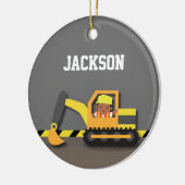 Graafmachine Bouw Afro-Amerikaanse Jongen Keramisch Ornament (Links)